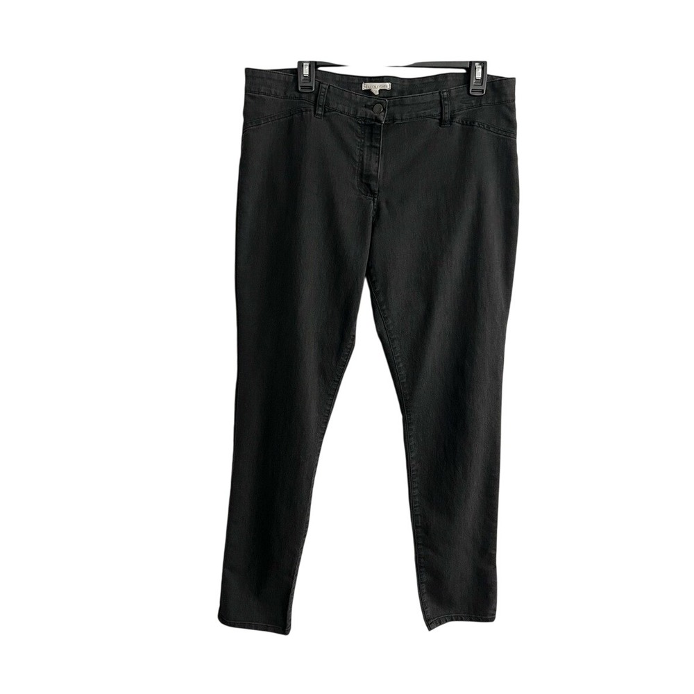 Eileen Fisher Black Slim Fit Five Pocket Stretch Pants Size‎ 14 Made in Portugal